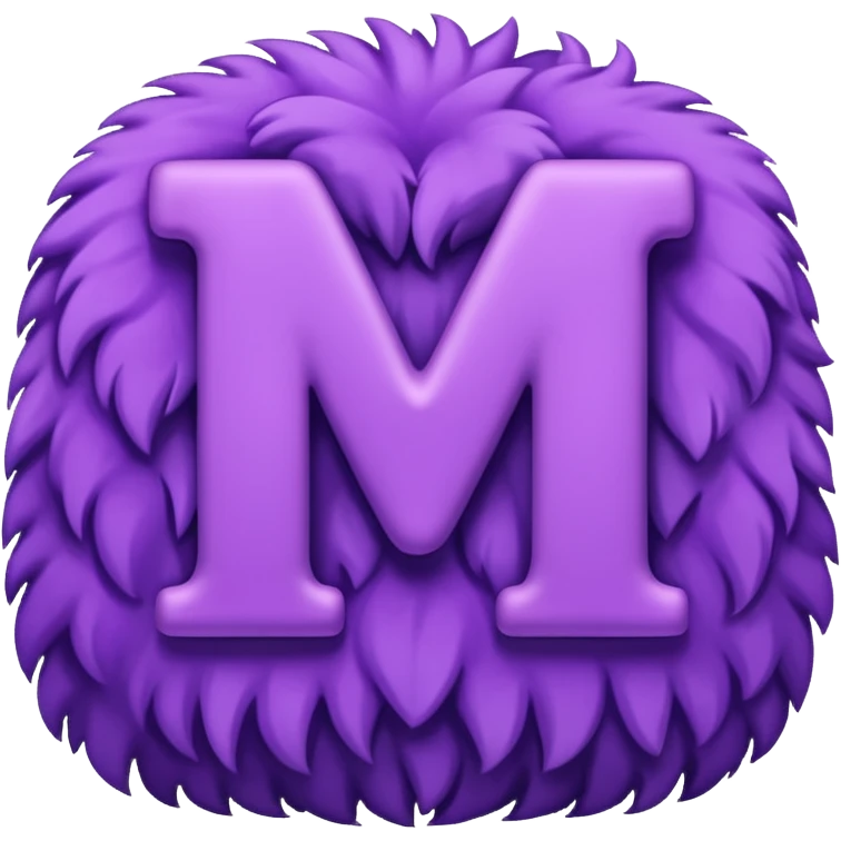 The fluffy letter M is purple in color emoji