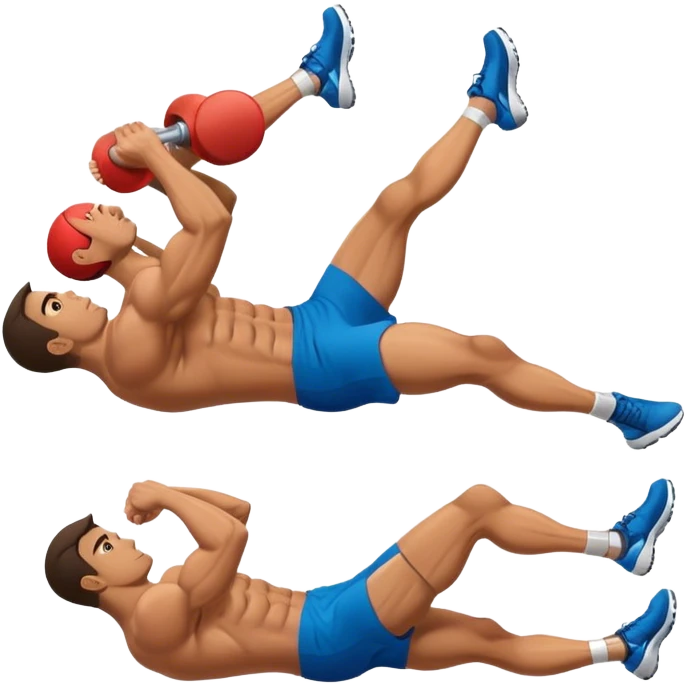 side-view of guy doing decline abdominal Crunches with sixpack emoji