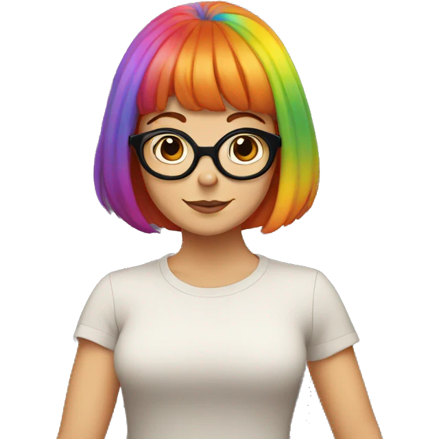 Velma Dinkley with rainbow hair emoji