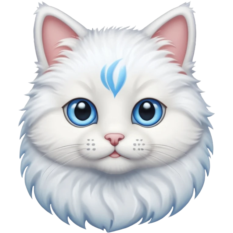 Teddy cat white with blue eyes iOS style emoji