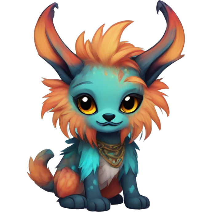 cute Kawaii edgy fantasy animal fursona Fionbri creature by griffsnuff & LiLaiRa & Falvie with exotic colors full body emoji