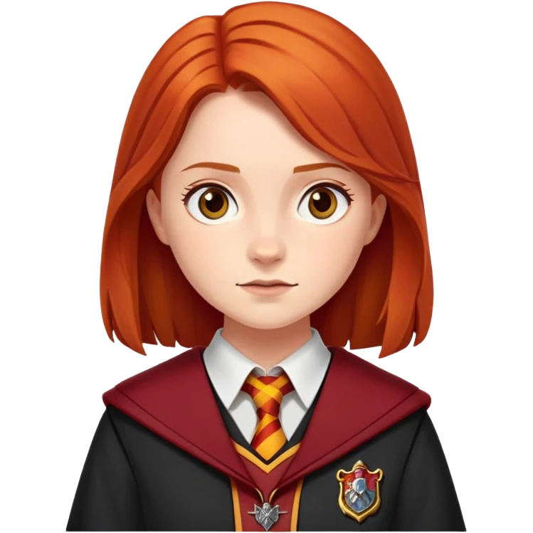 Ginny Weasley in harry potter, wear hogwarts gryfindor uniform emoji