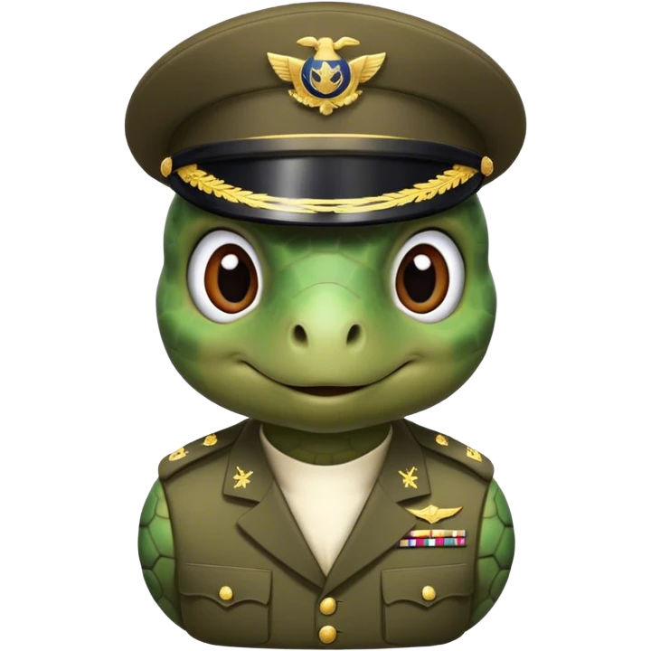 Una tortuga vestida de militar y con bigote corto emoji