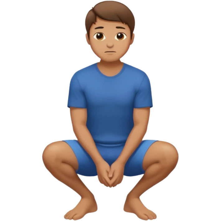 A regular man squatting with his hands on his knees emoji