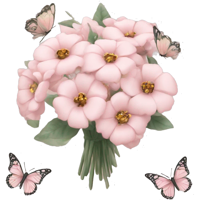 Pale pink bouquet with butterflies emoji