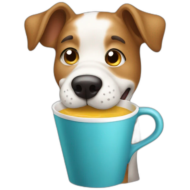 dog licking a cup emoji