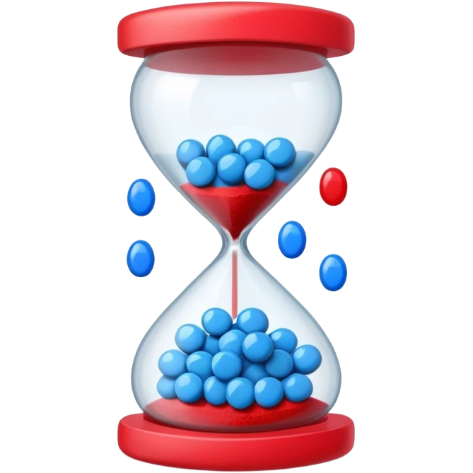 Sandglass with blue pills and red pills emoji
