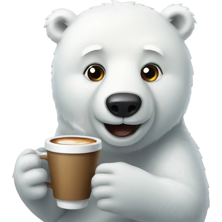 Polar bear drinking a coffee emoji