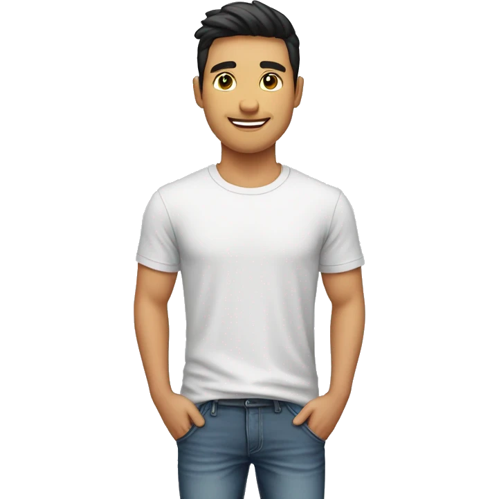 Hombre moreno joven con ropa playera emoji