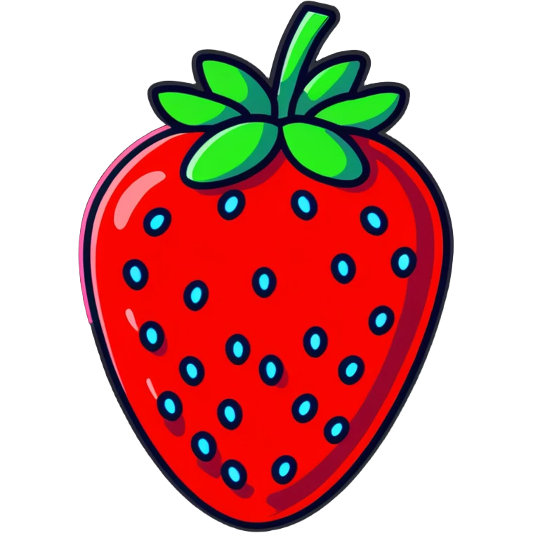 neon sign strawberry glowing effect emoji