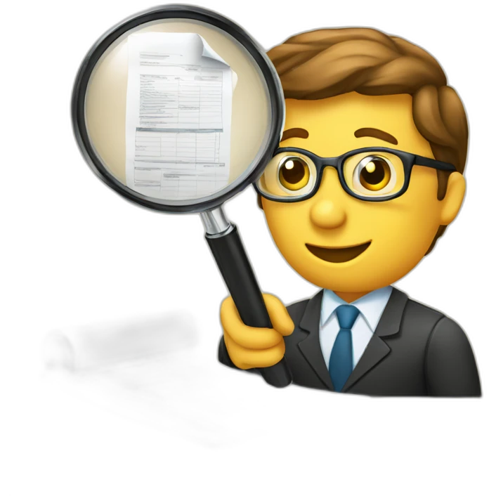 Accountant inspecting documents with magnifying glass emoji