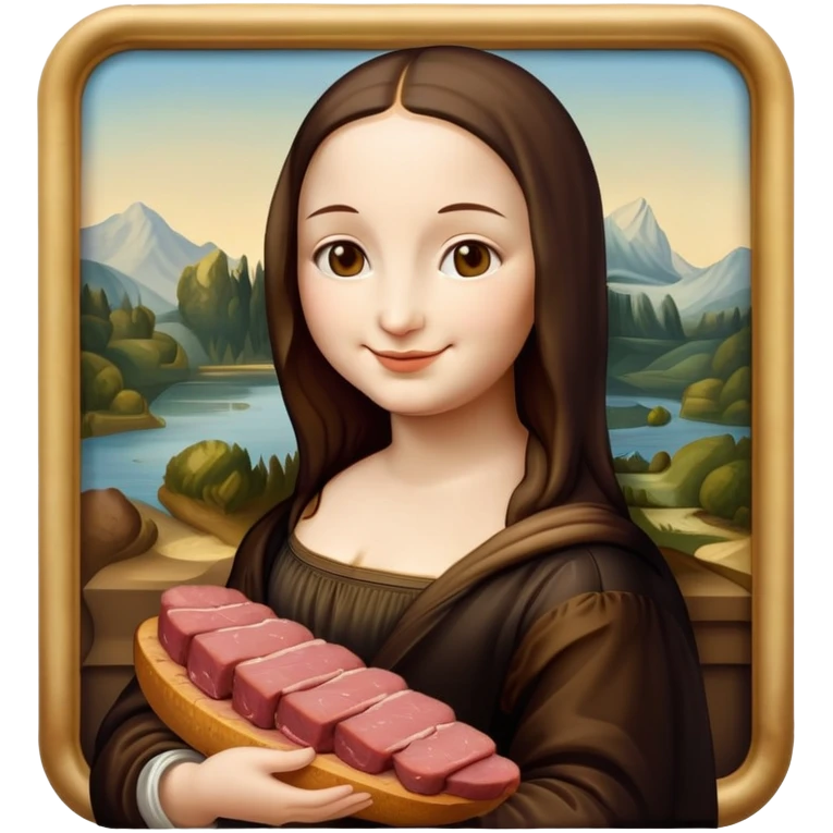 kawaii style art mona lisa SPAM MEAT painting  emoji