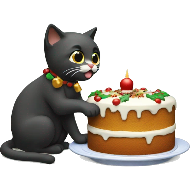 Cat eating christmas cake emoji