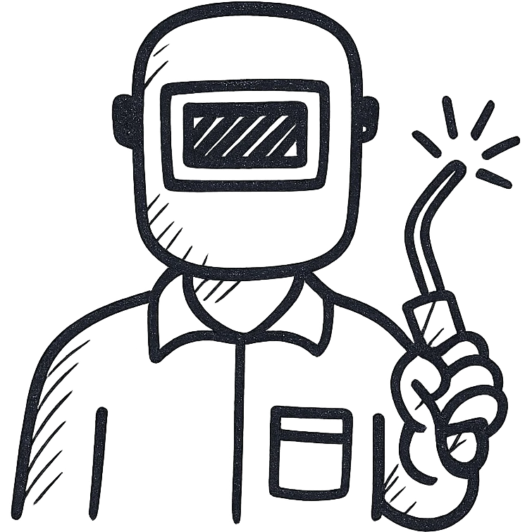 welding, hand drawn sketch of welder emoji