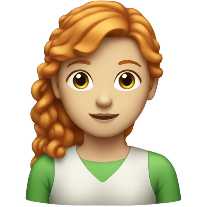 A girl with a ginger hair, white skin and green eyes emoji
