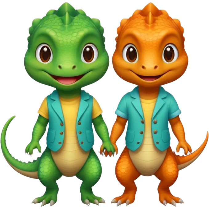Lizard couple wear cute clothes  emoji