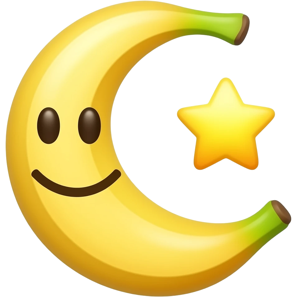 The emoji depicts a smiling moon as a banana and a star next to it, the crescent moon is the banana. emoji