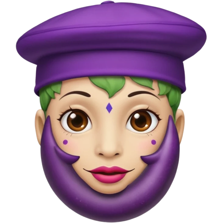 eggplant with hat and face tattoed  emoji