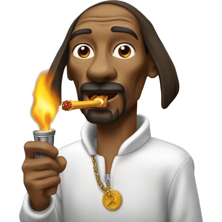 Snoop dog eating  a torch emoji