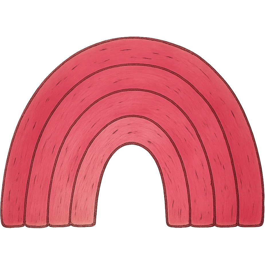 ghibli style icon of a bold pink rainbow emoji