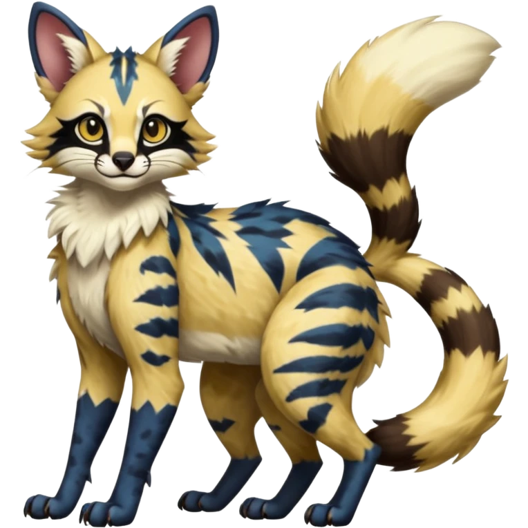 Genet-Wolverine-Marsupial-Serval-Possum-Vernid-Sergal-Fakémon-hybrid, by LiLaiRa-griffsnuff, full body emoji