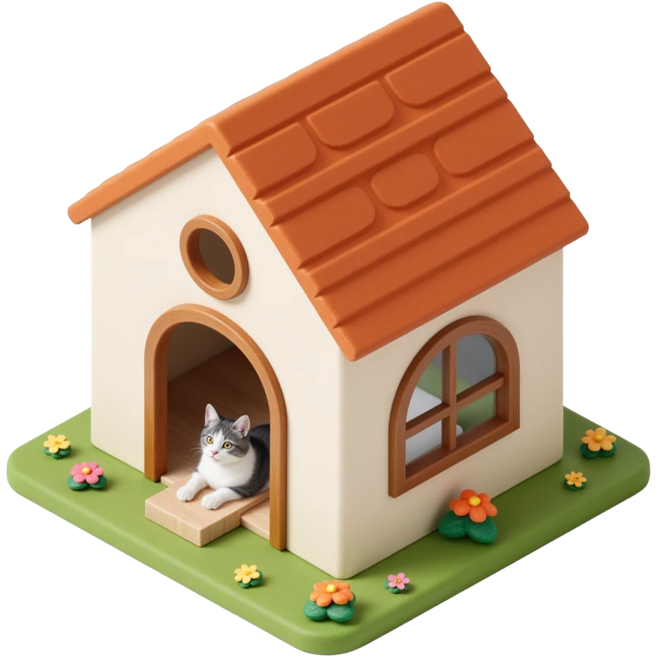 cats relaxing in a vertical playhouse emoji