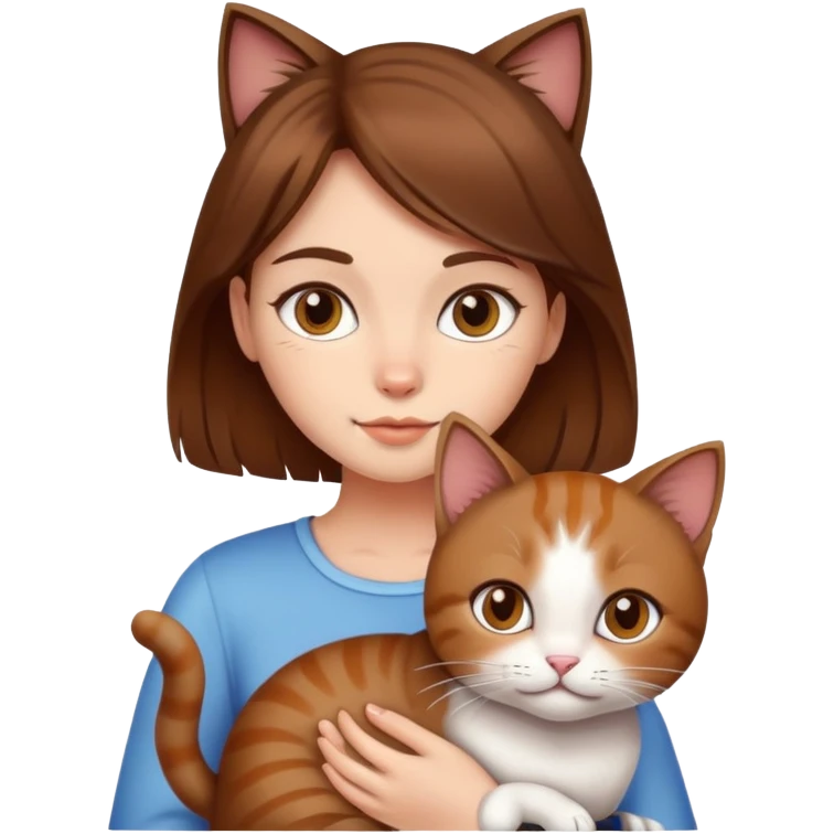 girl with brown hair and a cat emoji