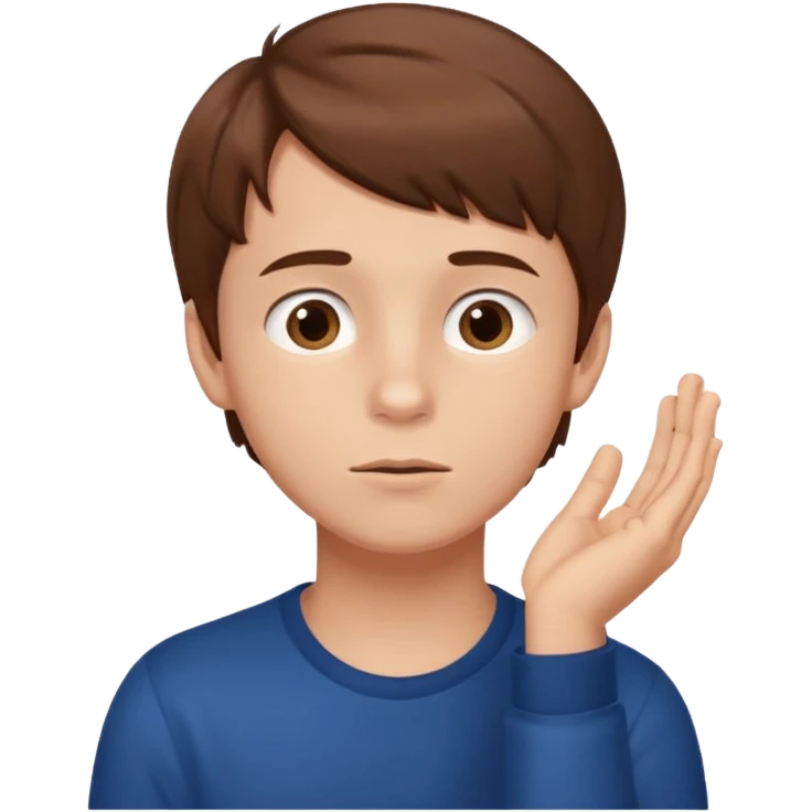 boy thinking, looking up with one hand on his chin emoji