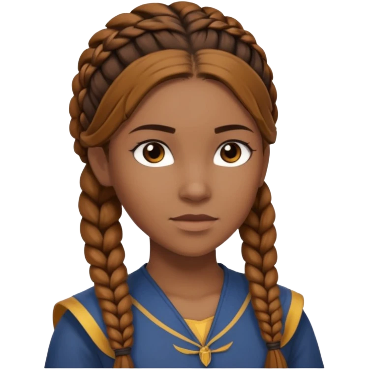 Black Annabeth Chase with brown hair half up corn braids emoji