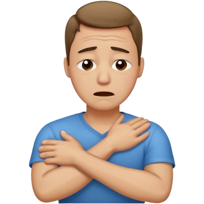 Arms crossed holding neck crying guy emoji