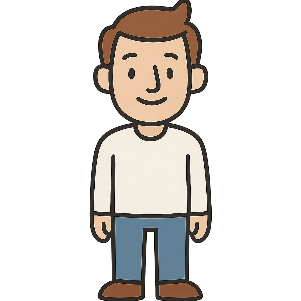 flat toon style white man character emoji