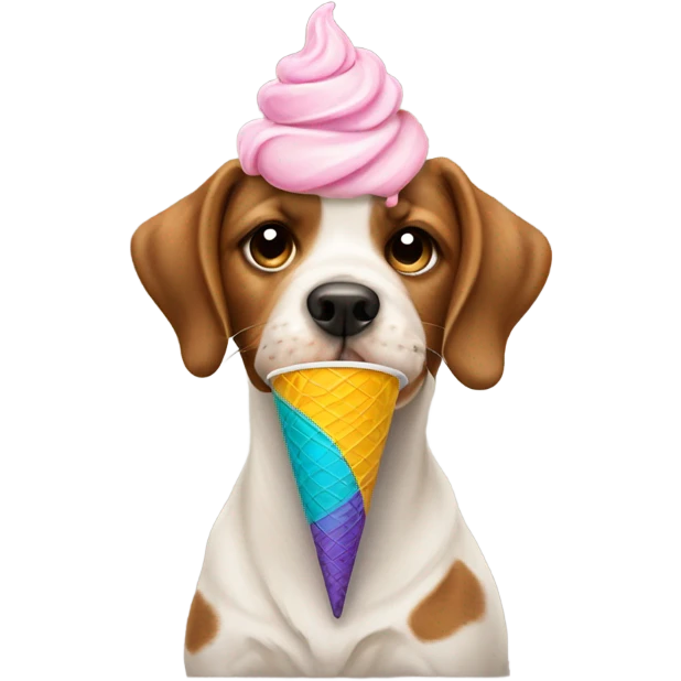 Dog in a jacket eating ice cream emoji