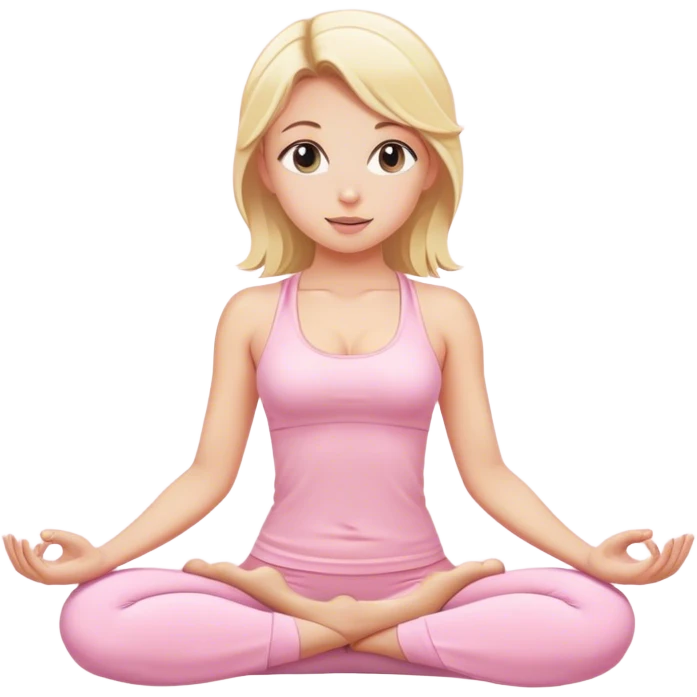 blonde yoga girl light pink clothes n emoji