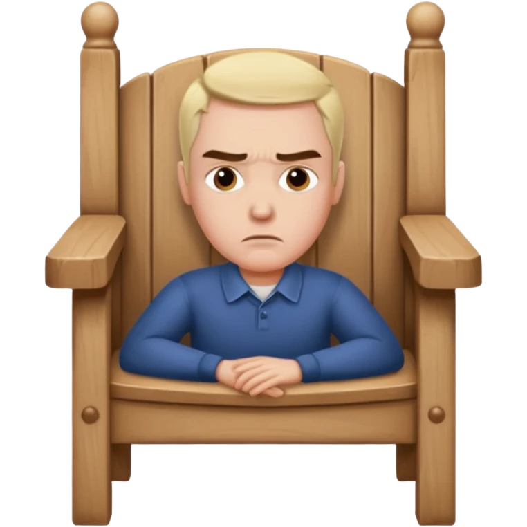 мужчина в кресле, брови нахмурены, он напряжен emoji