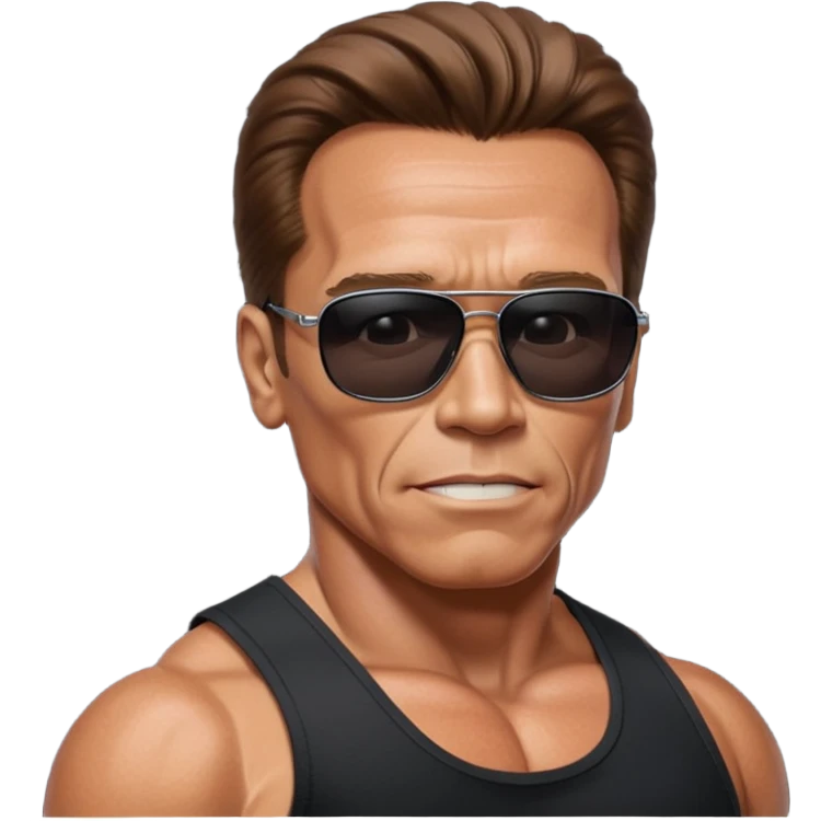 terminator shwartzneger only top in black galssess emoji