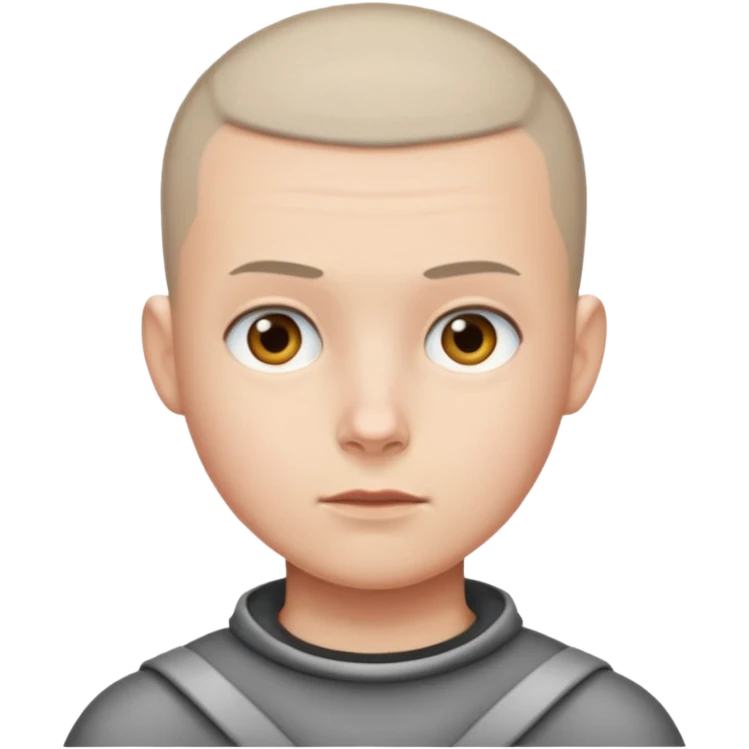 Buzz cut emoji not smiling and white skin color emoji