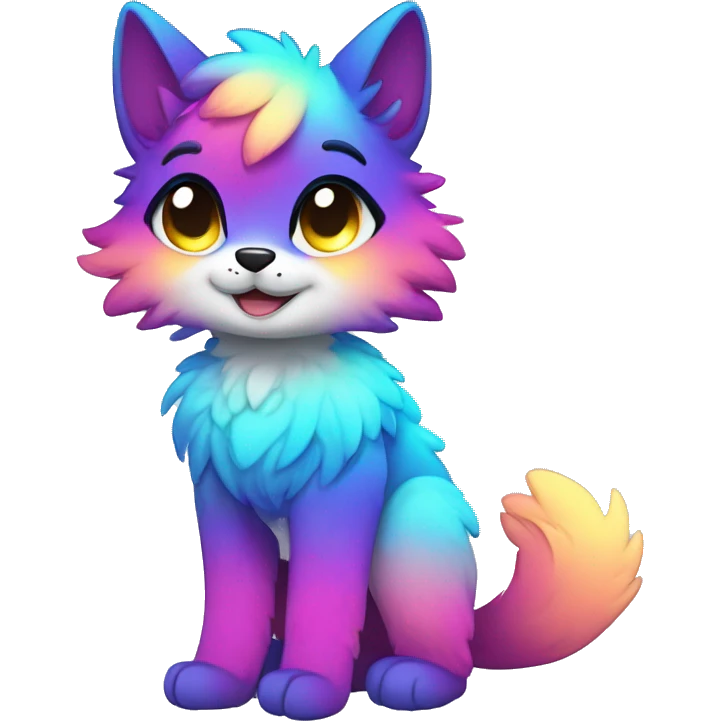 Colorful gradient-Sparkle-nebula-fursona anthropomorphic furry full body emoji