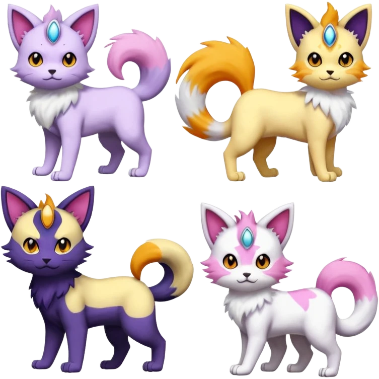 Absol-Delcatty-Purrloin-Meowth-Gatomon-fusion, full body emoji