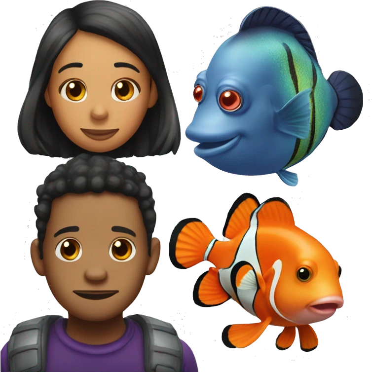 Clownfish and hippo tang emoji