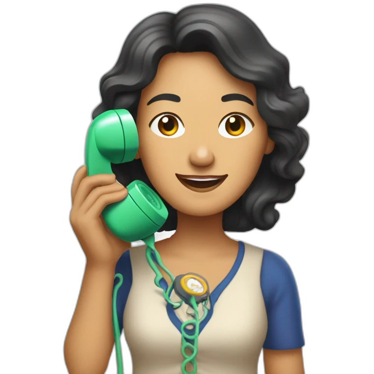 Pilipino middle aged woman holding an old rotary phone emoji