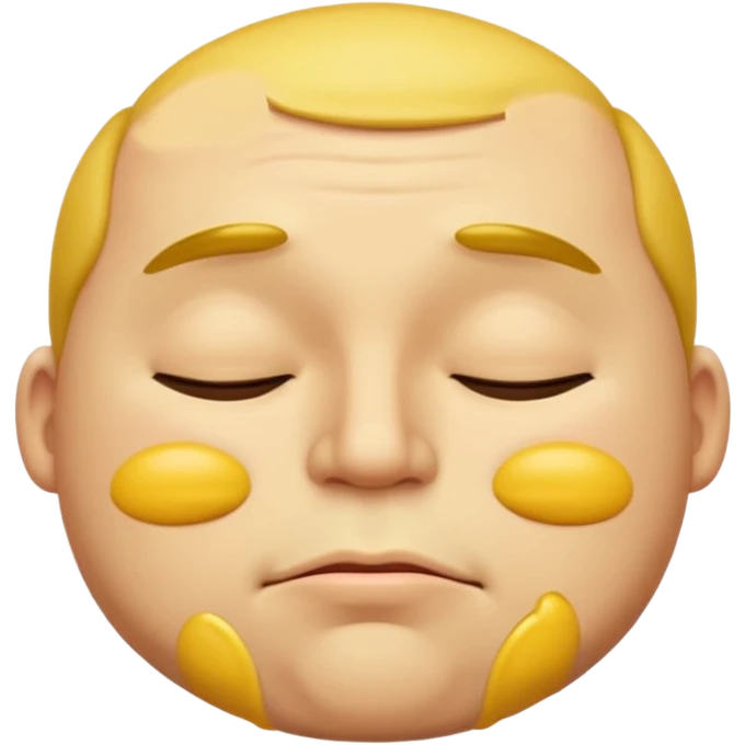 A male emoji with big fat lips with it’s eyes closed not smiling with its mouth closed and it’s yellow emoji