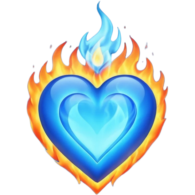 burning blue heart with blue flame emoji