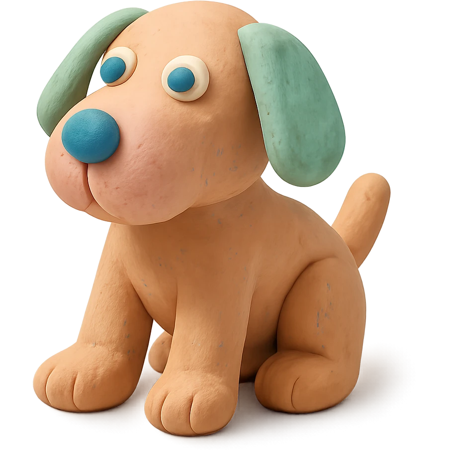 dog figure in claymation style with visible fingerprints and pastel colors emoji