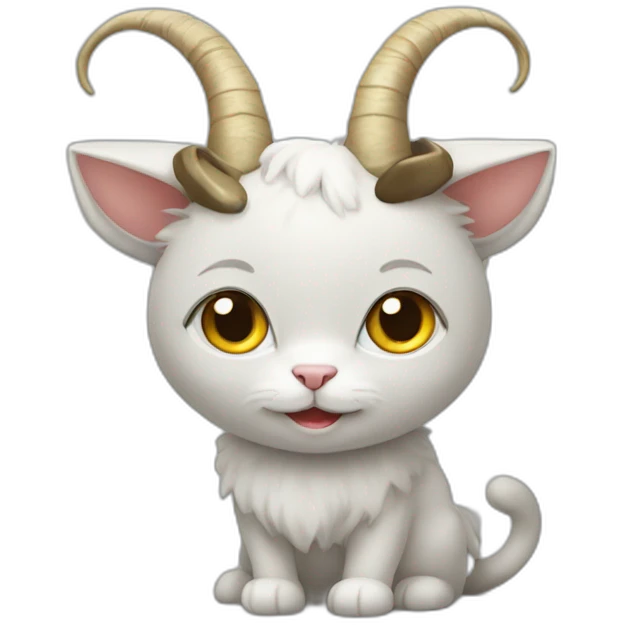 cute cat with goat horns coin emoji