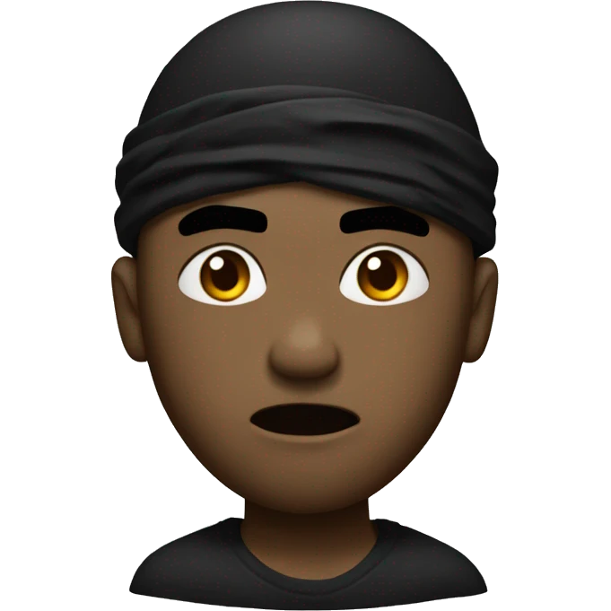 angry man with black bandana wrapped around forehead emoji