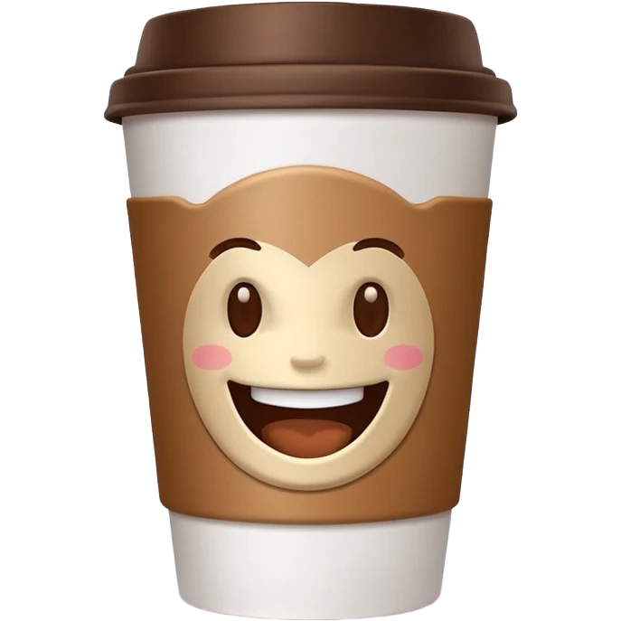 one coffe take away cup with coffee and a smiling mouth  emoji