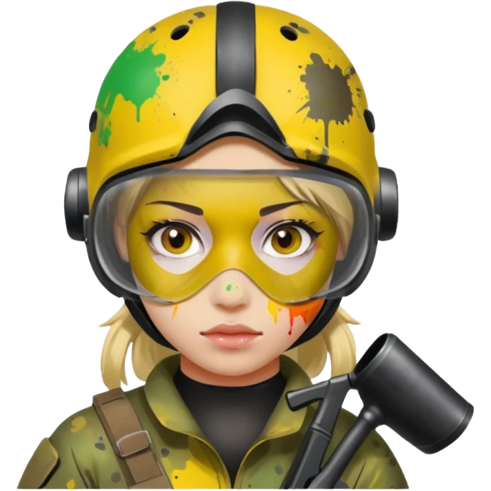 paintball player face girl emoji