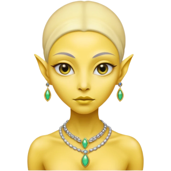  lady alien with yellow skin, Half body. emoji