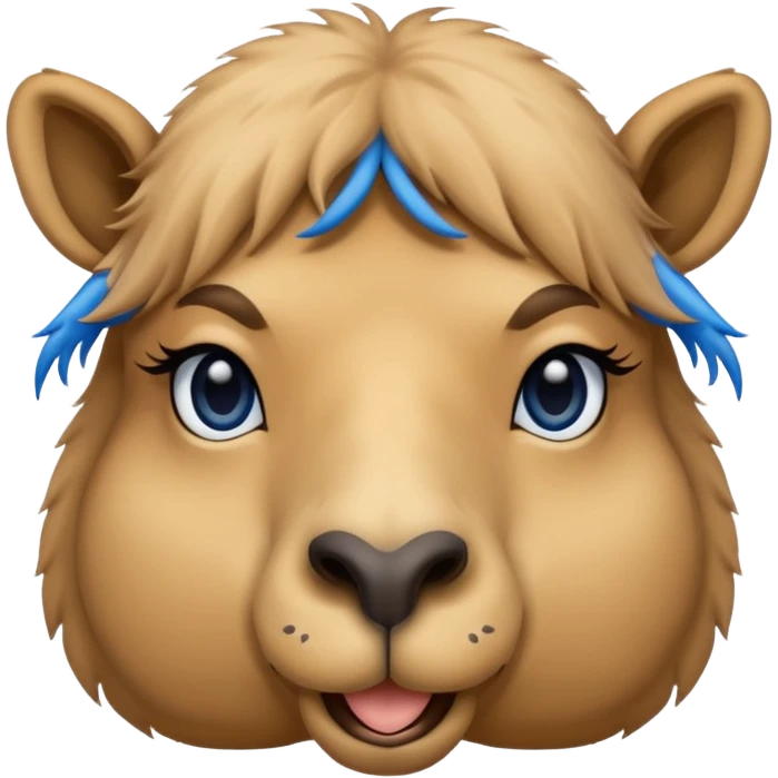 camel, just face, blue emoji