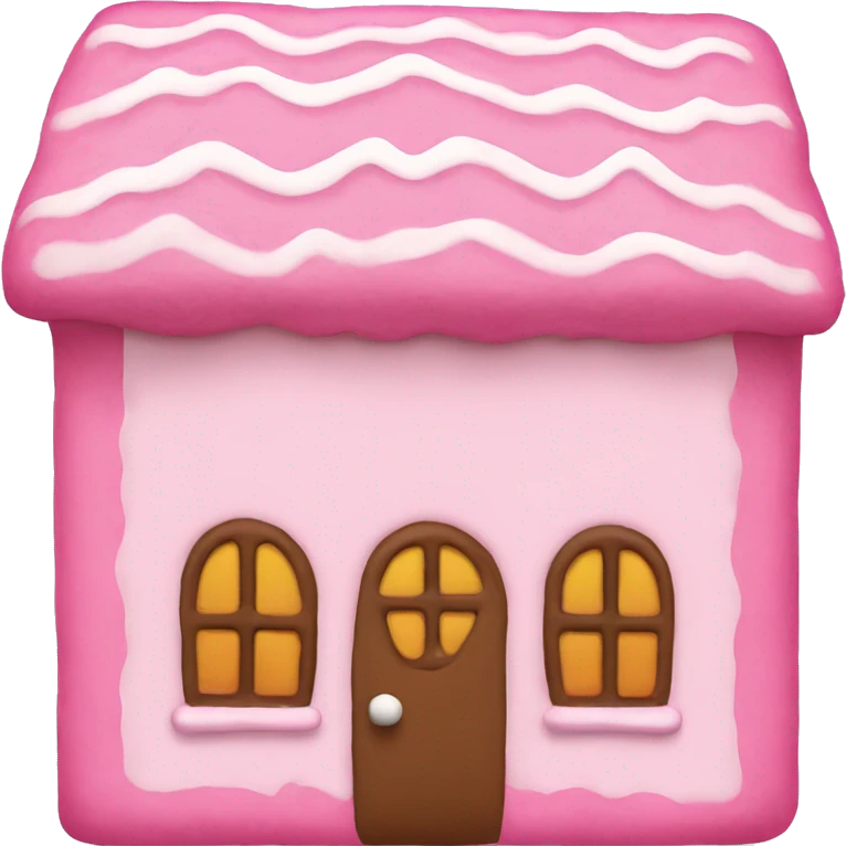 A pink gingerbread house emoji
